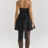 Emmanuela Black Strapless Detachable Bow Mini Dress