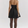 Emmanuela Black Strapless Detachable Bow Mini Dress