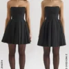 Emmanuela Black Strapless Detachable Bow Mini Dress