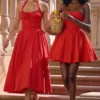 Adabella Italian Tomato Cotton Halter Sundress