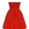 Emmanuela Italian Tomato Strapless Pleated Mini Dress