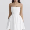Emmanuela White Strapless Pleated Mini Dress