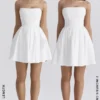 Emmanuela White Strapless Pleated Mini Dress