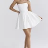 Emmanuela White Strapless Pleated Mini Dress