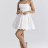 Emmanuela White Strapless Pleated Mini Dress
