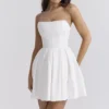 Emmanuela White Strapless Pleated Mini Dress