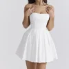 Emmanuela White Strapless Pleated Mini Dress