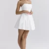 Emmanuela White Strapless Pleated Mini Dress