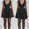 Emmeliette Black Satin Mini Dress
