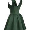 Emmeliette Forest Green Satin Mini Dress