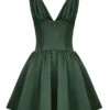 Emmeliette Forest Green Satin Mini Dress