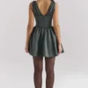 Emmeliette Forest Green Satin Mini Dress