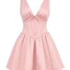 Emmeliette Powder Pink Satin Mini Dress