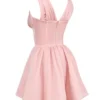 Emmeliette Powder Pink Satin Mini Dress