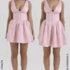 Emmeliette Powder Pink Satin Mini Dress