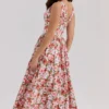 Emmelina Floral Rose Print Stretch Cotton Corset Sundress