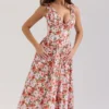 Emmelina Floral Rose Print Stretch Cotton Corset Sundress