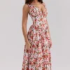 Emmelina Floral Rose Print Stretch Cotton Corset Sundress
