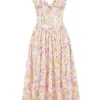 Emmelina Pink Meadow Print Cotton Corset Sundress
