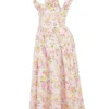 Emmelina Pink Meadow Print Cotton Corset Sundress