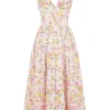 Emmelina Pink Meadow Print Cotton Corset Sundress