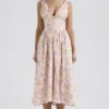 Emmelina Pink Meadow Print Cotton Corset Sundress