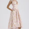 Emmelina Pink Meadow Print Cotton Corset Sundress