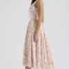 Emmelina Pink Meadow Print Cotton Corset Sundress