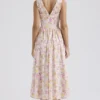 Emmelina Pink Meadow Print Cotton Corset Sundress
