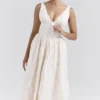 Emmelina Vintage Ivory Floral Embroidered Corset Sundress