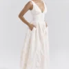 Emmelina Vintage Ivory Floral Embroidered Corset Sundress