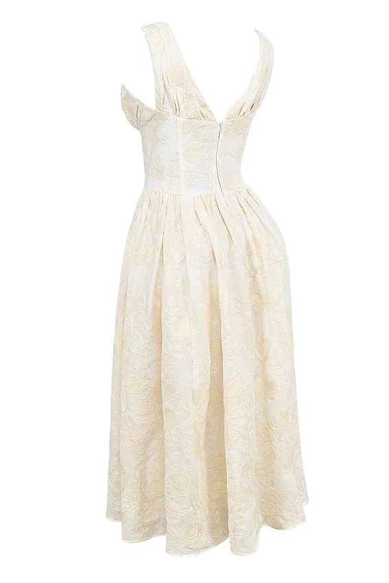 Emmelina Vintage Ivory Floral Embroidered Corset Sundress