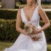 Emmelina White Cotton Corset Sundress