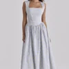 Emmy Blue Wildflower Print Cotton Midi Sundress