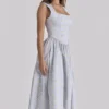 Emmy Blue Wildflower Print Cotton Midi Sundress