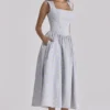 Emmy Blue Wildflower Print Cotton Midi Sundress