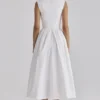 Emmy White Cotton Midi Sundress