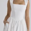 Emmy White Cotton Midi Sundress