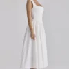 Emmy White Cotton Midi Sundress