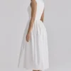 Emmy White Cotton Midi Sundress