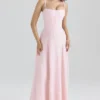 Esme Blush Pink Lurex Chiffon Maxi Dress