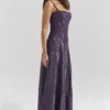 Esme Grape Lurex Chiffon Maxi Dress