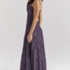 Esme Grape Lurex Chiffon Maxi Dress