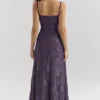 Esme Grape Lurex Chiffon Maxi Dress