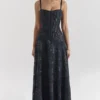 Esme Midnight Blue Lurex Chiffon Maxi Dress