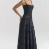 Esme Midnight Blue Lurex Chiffon Maxi Dress