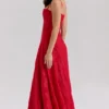 Esme Red Lurex Chiffon Maxi Dress