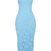 Eva Tuscan Blue Embroidered Floral Maxi Dress