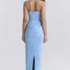 Eva Tuscan Blue Embroidered Floral Maxi Dress
