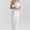 Eva White Floral Lace Maxi Dress